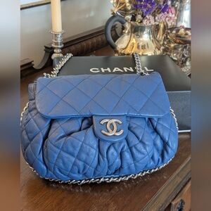 Chanel Blue Quilted Leather Chain Bag